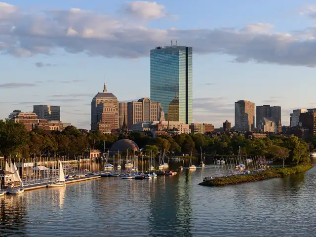 Back Bay skyline across the Charles River from the Longfellow Bridge