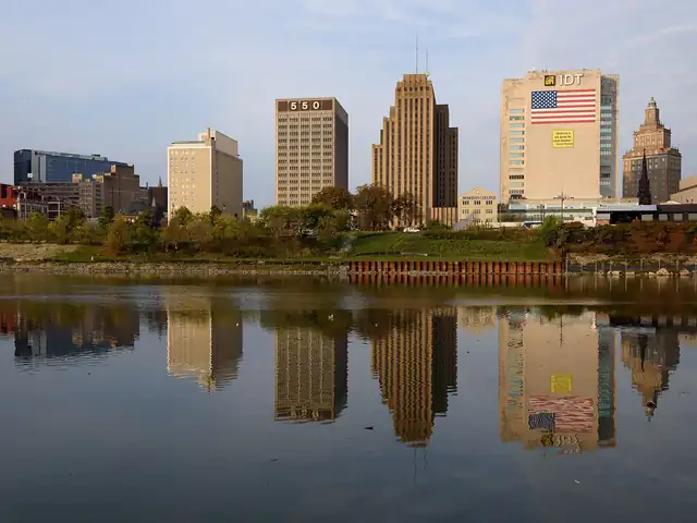 Newark skyline reflected in the Passaic River